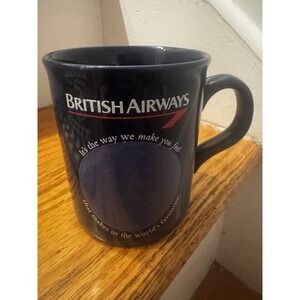 Vintage British Airways It's The Way We Make You Feel Navy Mug Promo Ad 90s RARE